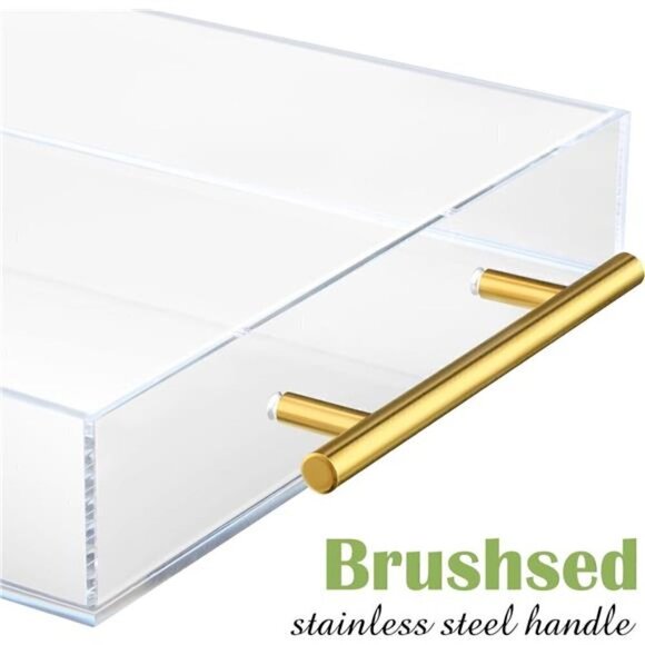 3 Pcs Clear Serving Tray Spill Proof Acrylic Organizer Coffee Table Counter top - Picture 4 of 6